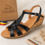Sandale dama negre din piele naturala cu talpa tip pana S27NB